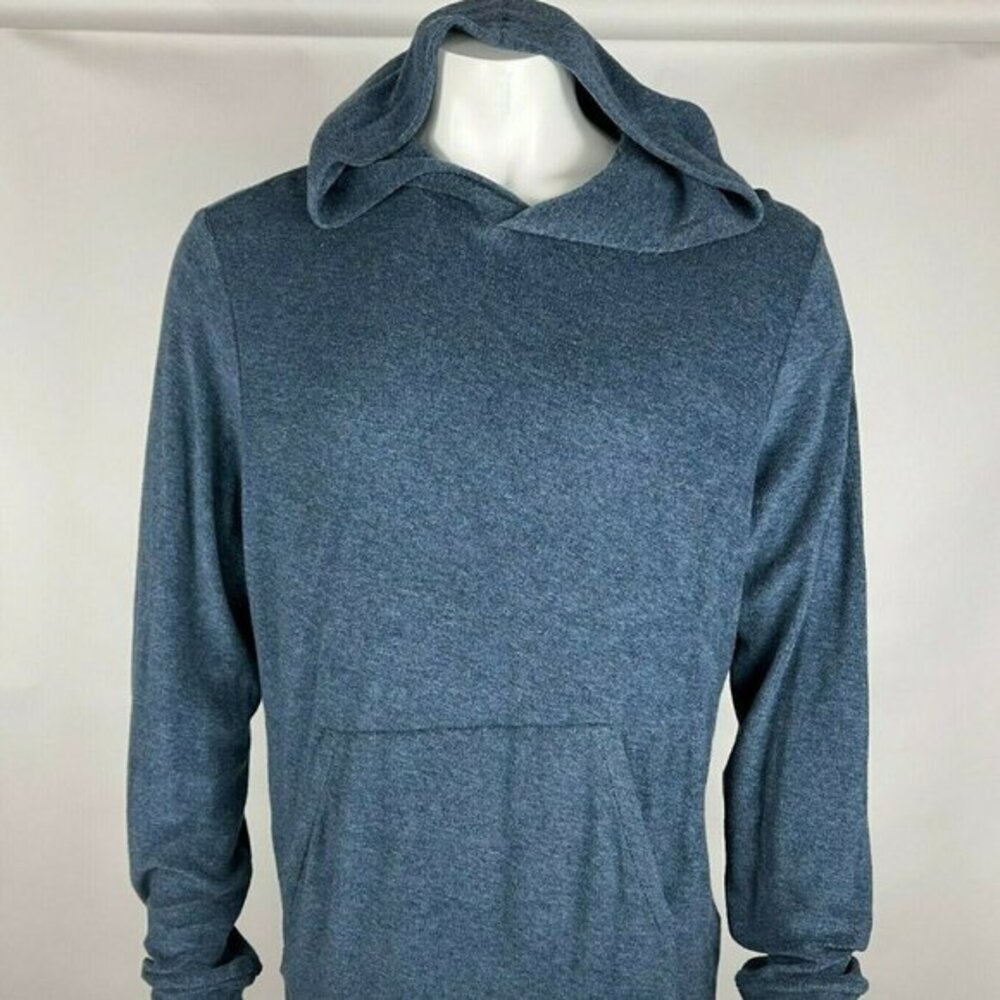 Theory Terry Shirt Daulton Marine Hoodie Long Sleeve Pocket Cotton Blend Mens XL